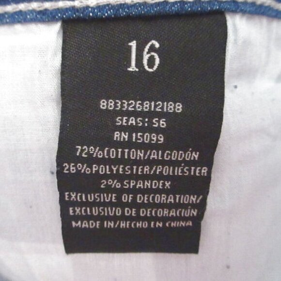 Rockin Denim Women's Jeans Size 16 Bling Stretch Capri Rhinestones Studs Sequins - Picture 6 of 11